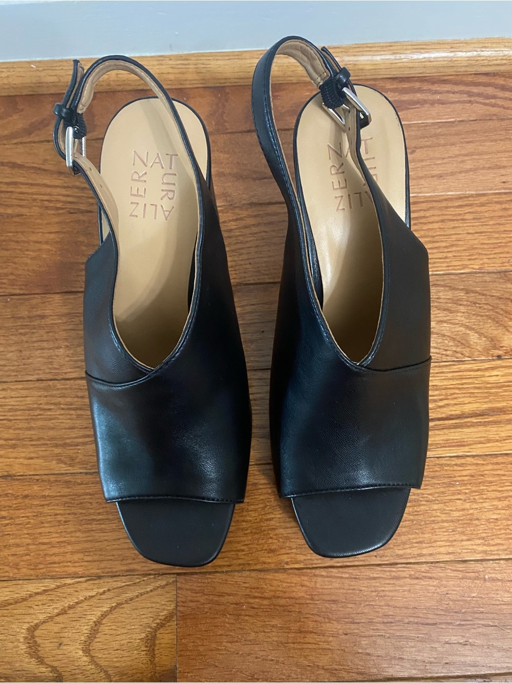 Naturalizer Black Open-Toe Slingback Sandals